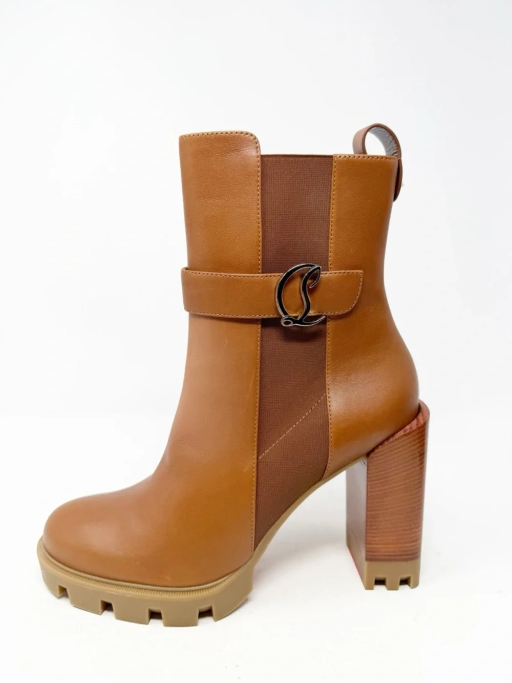 Christian Louboutin CL Chelsea Lug Ankle Boots Block Heel Womens Size EU 41